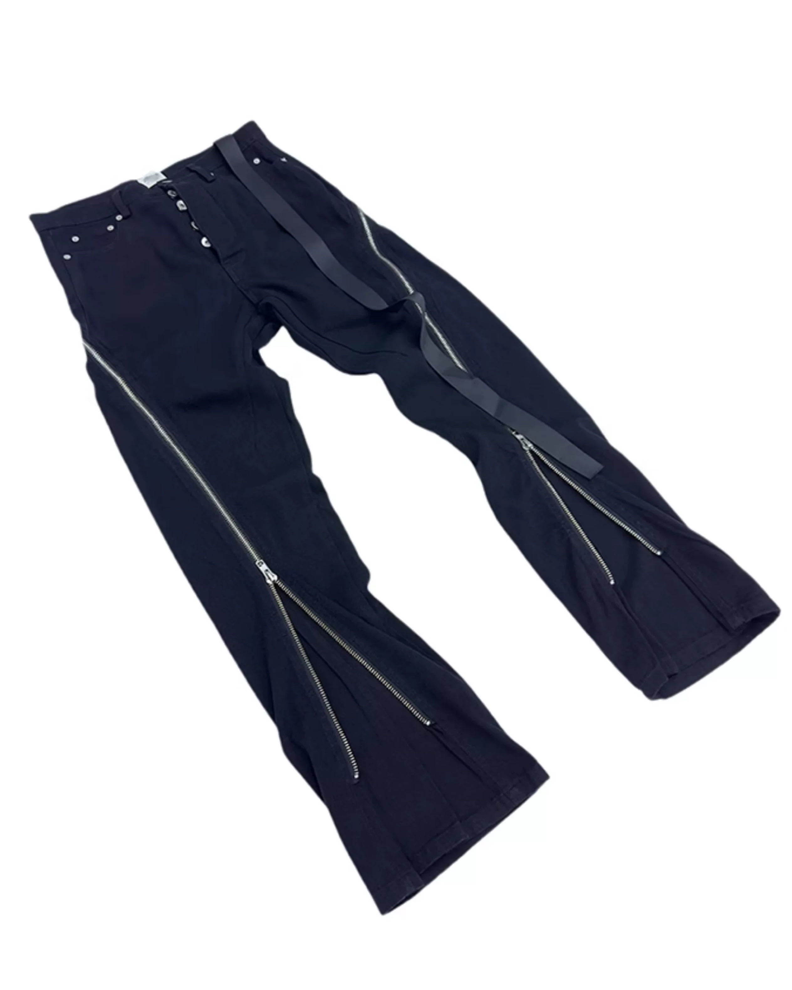 Twisted Spiral Zip Flare Denim Pants koku0063