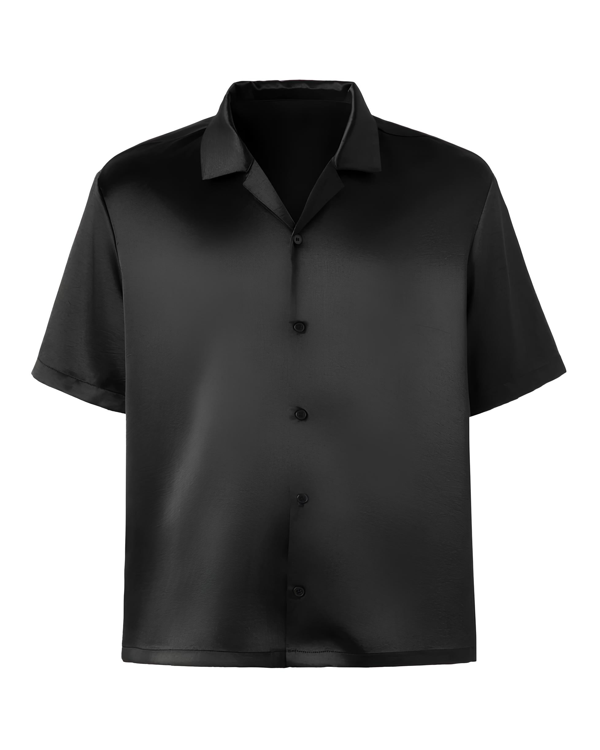 Satin Open Collar Shirt koku0181