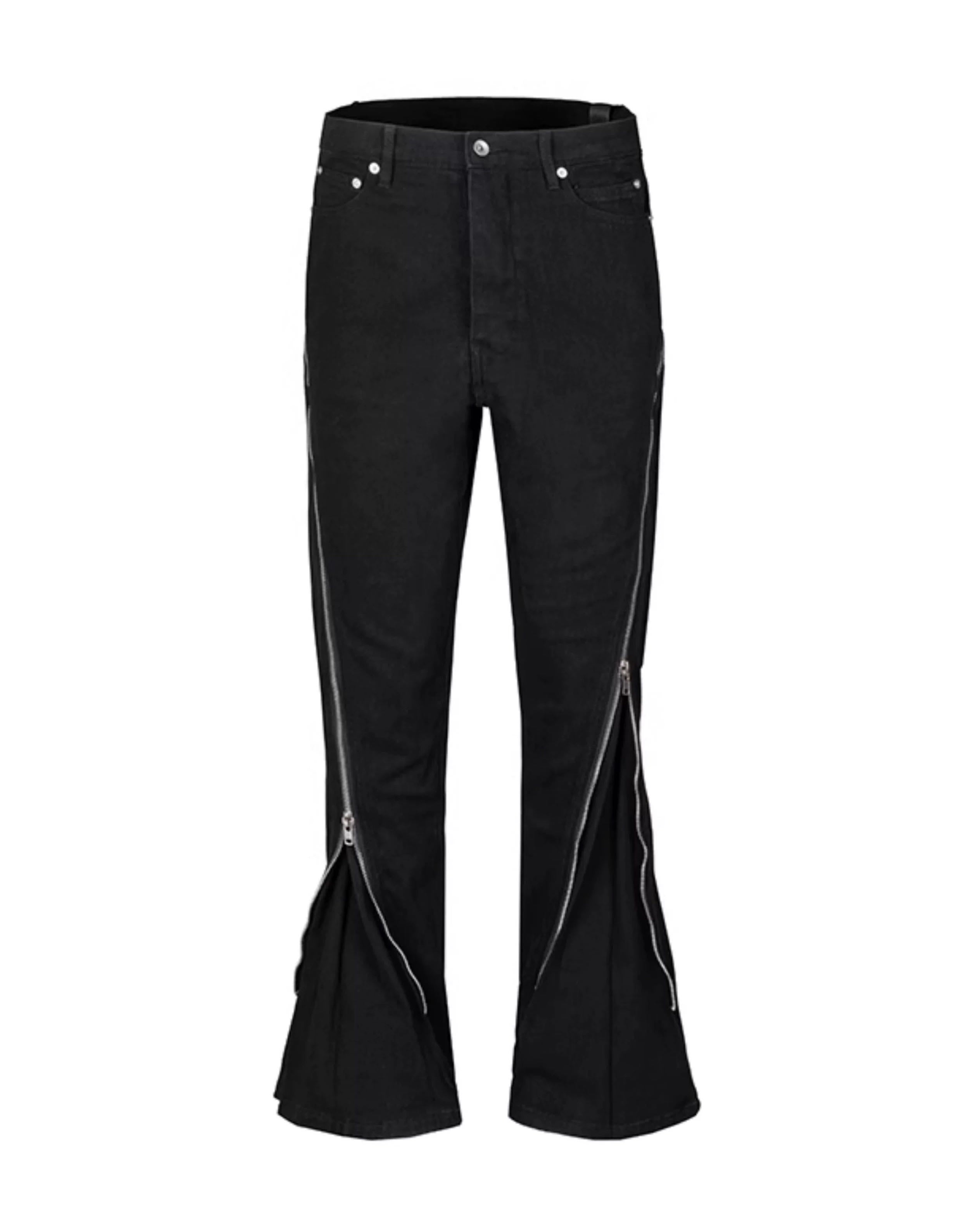 Twisted Spiral Zip Flare Denim Pants koku0063