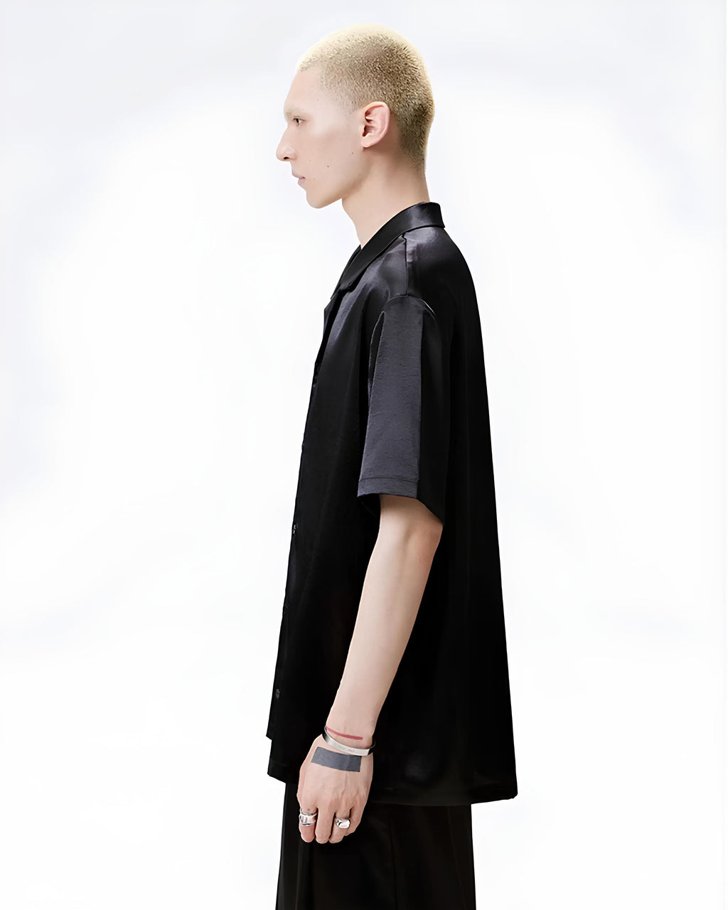 Satin Open Collar Shirt koku0181