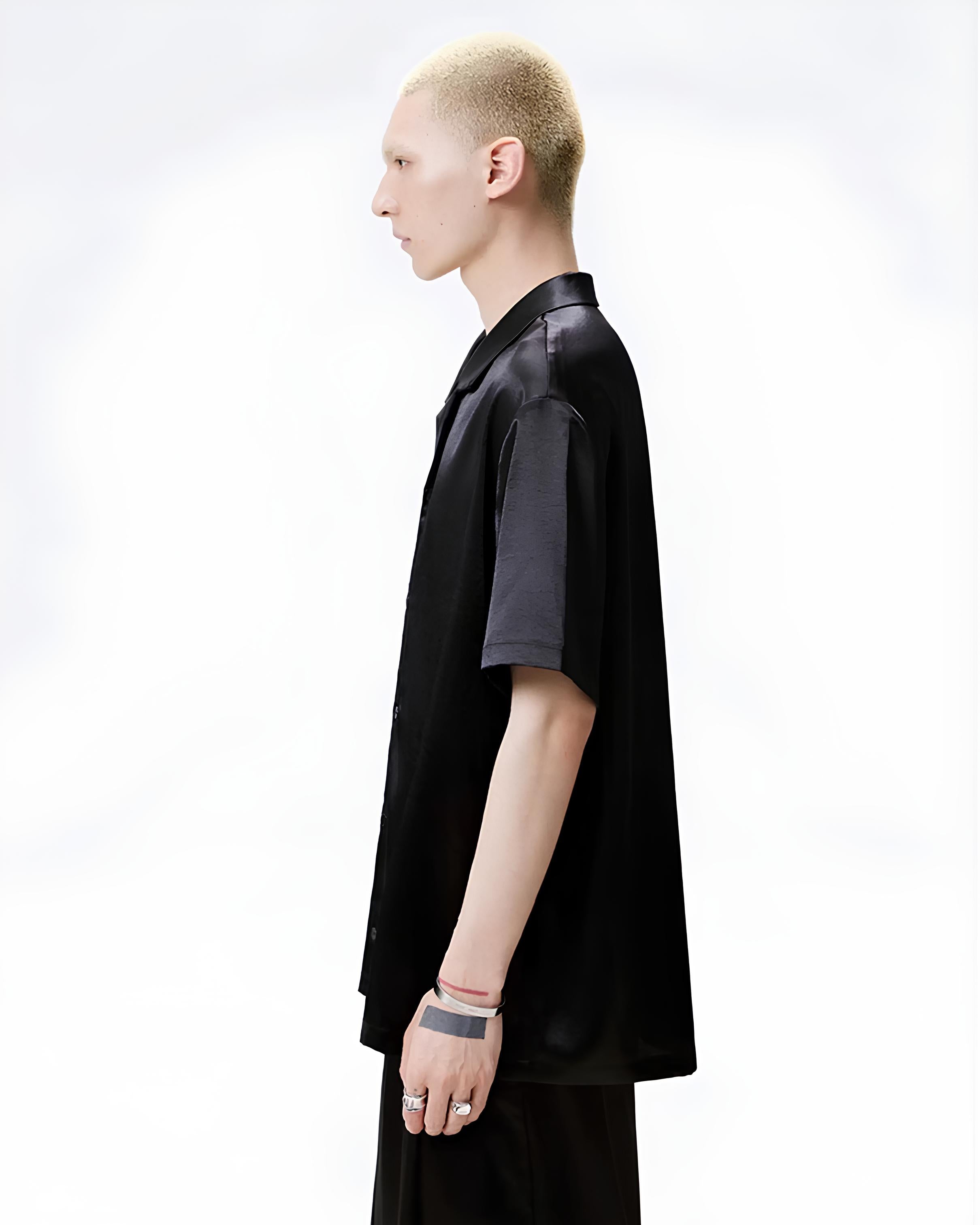 Satin Open Collar Shirt koku0181