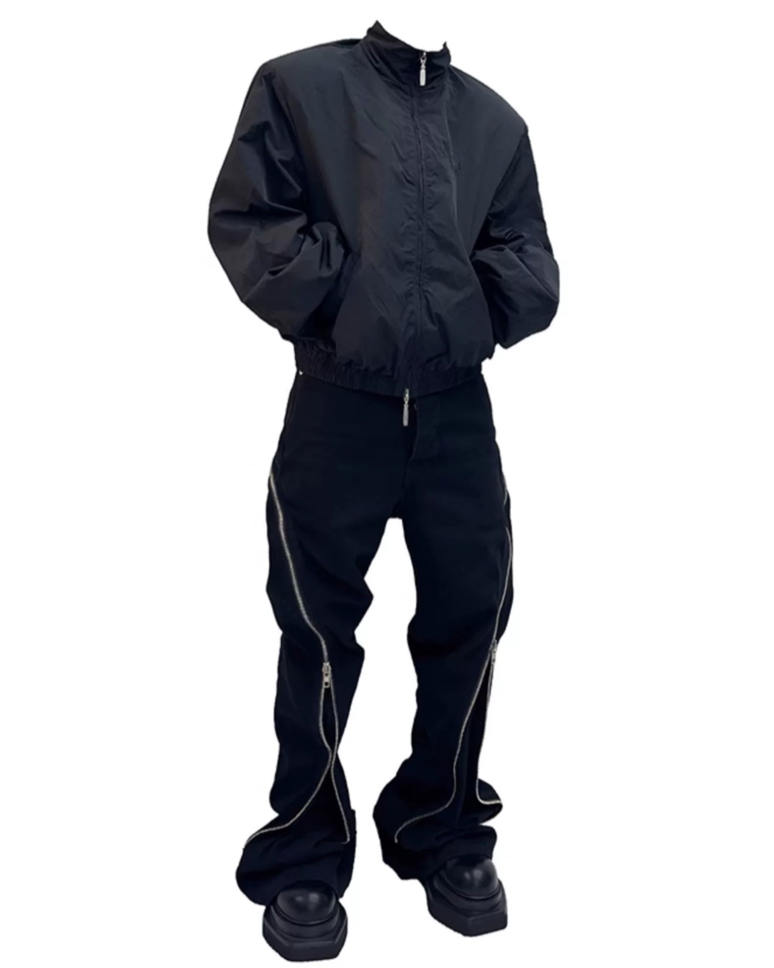 Twisted Spiral Zip Flare Denim Pants koku0063