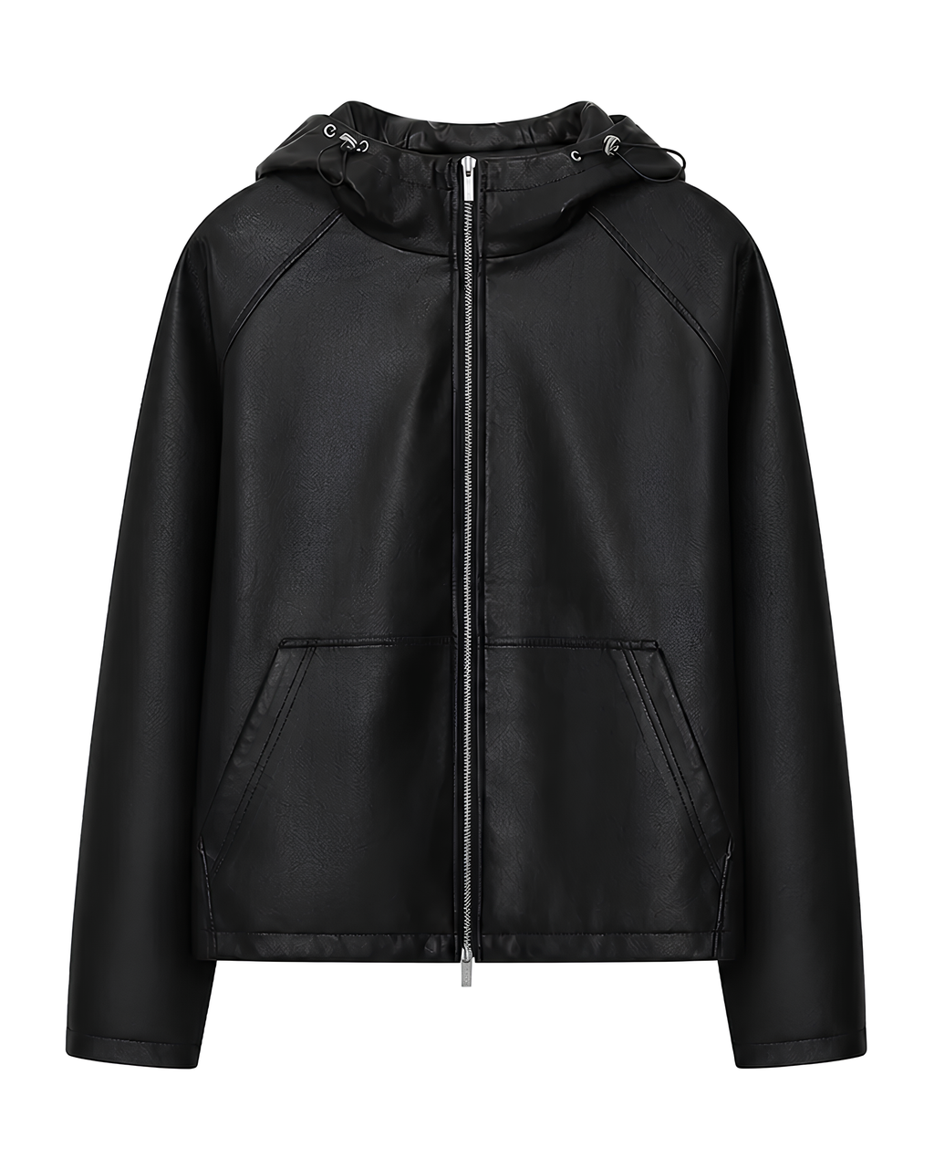 PU Raglan Hooded Cropped Jacket koku0152