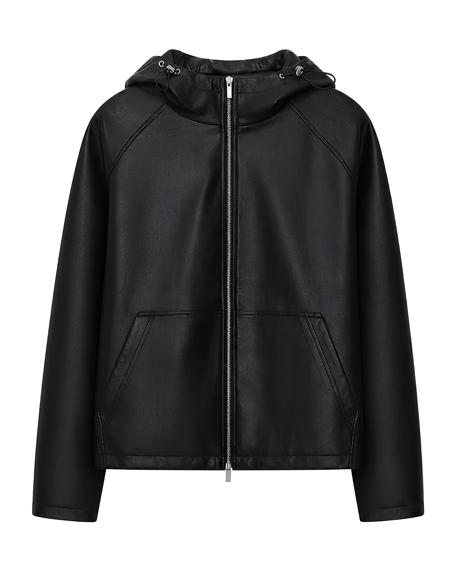 PU Raglan Hooded Cropped Jacket koku0152