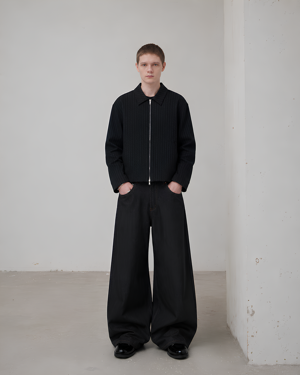 Pinstripe Cropped Blouson koku0205
