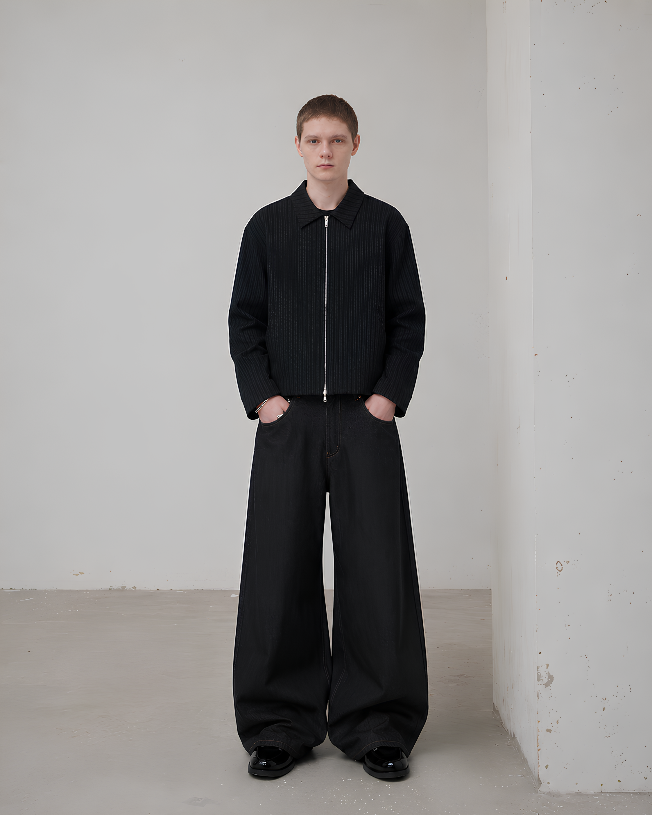 Pinstripe Cropped Blouson koku0205