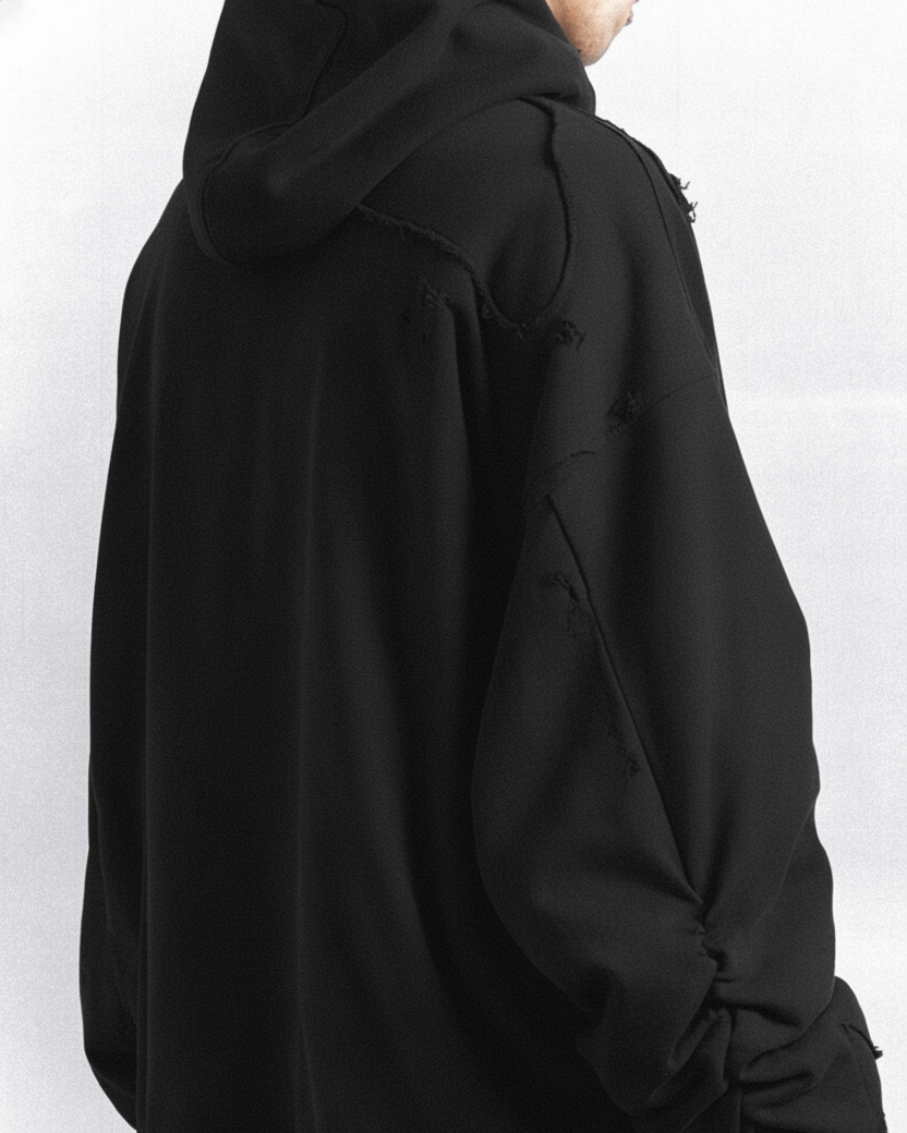 Distressed Cotton Sweatshirt Jacket koku0089