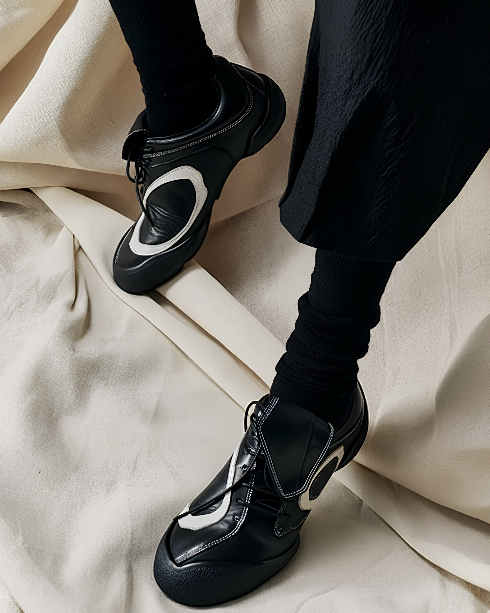 Asymmetric Leather Trace Shoes koku0106