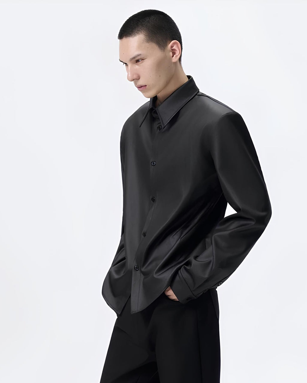 Sculpted Satin Overshirt koku0118