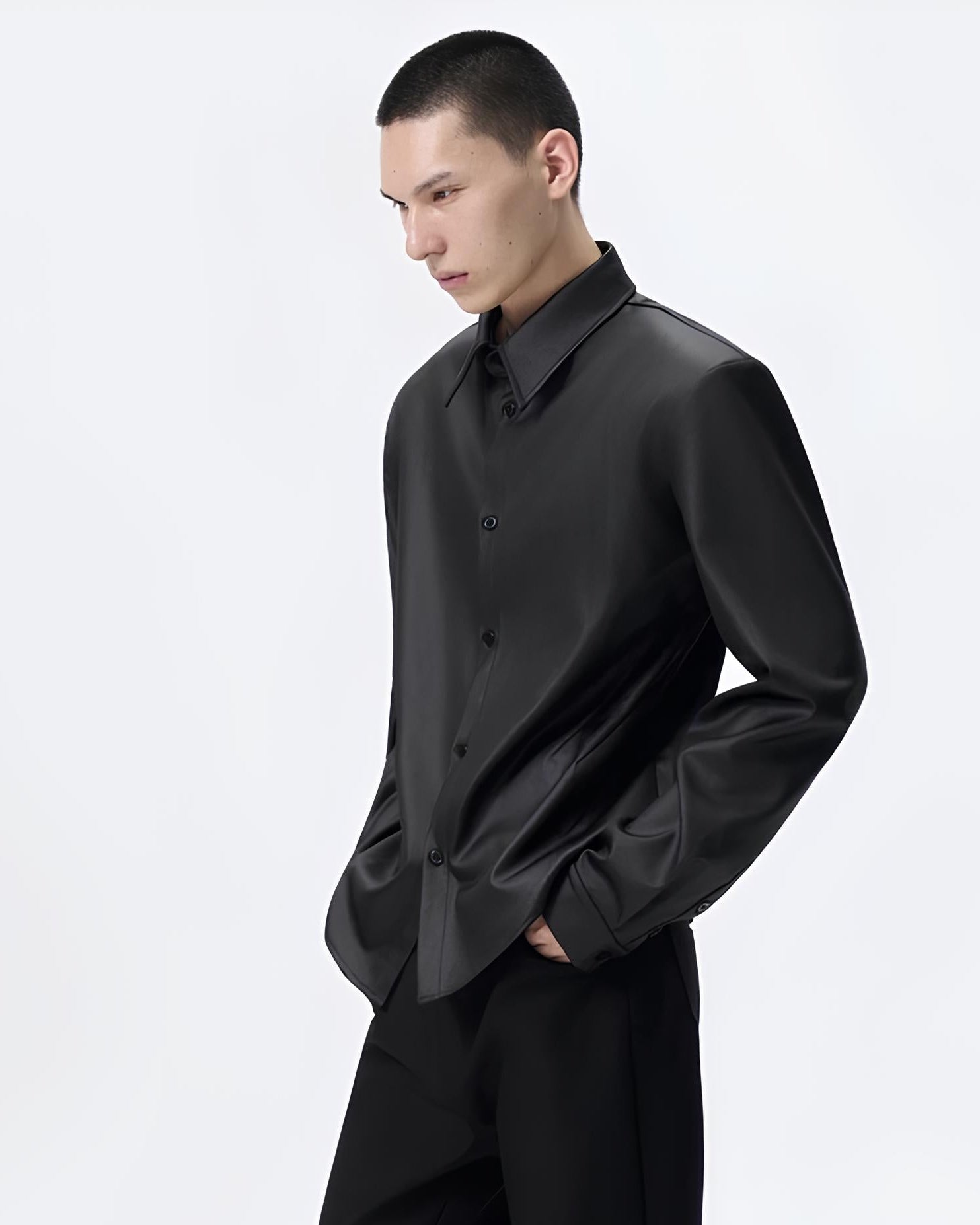 Sculpted Satin Overshirt koku0118