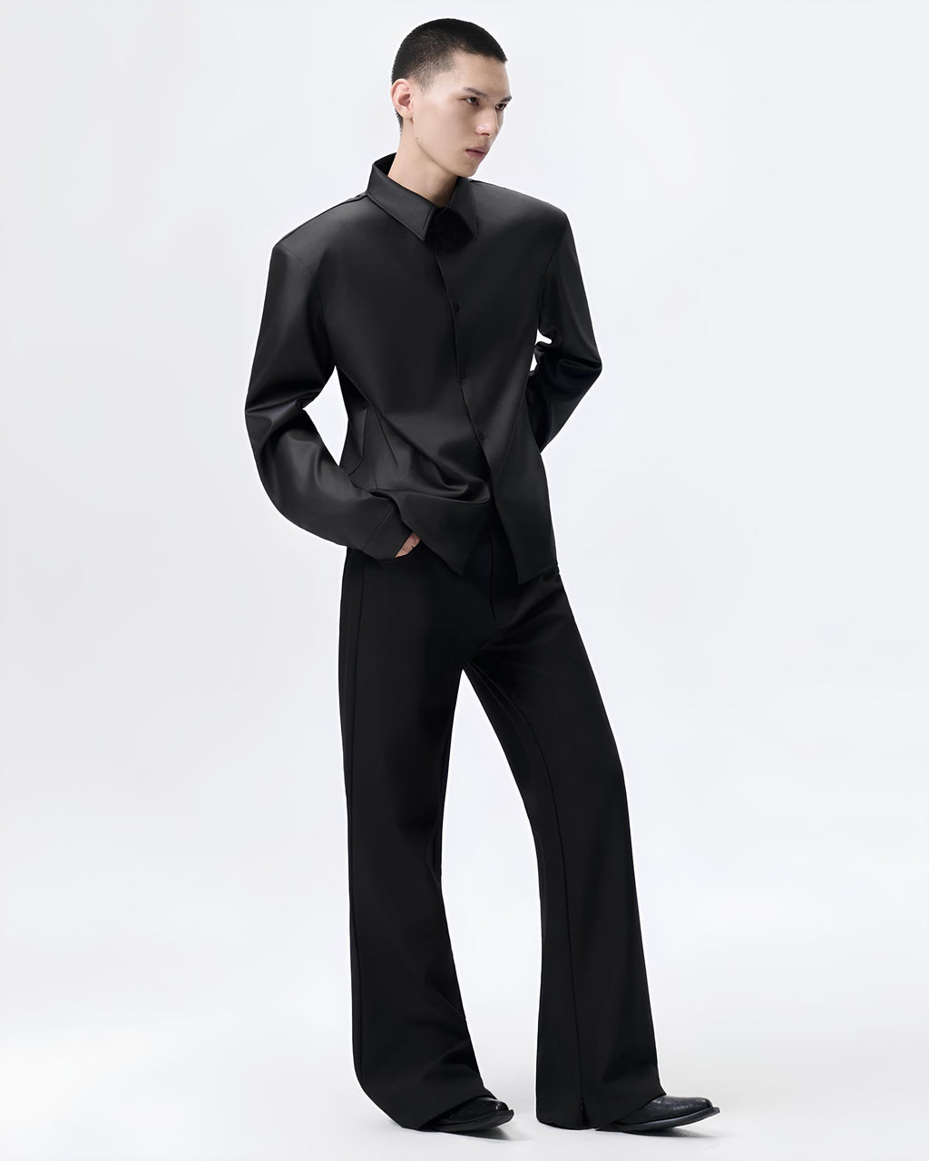 Sculpted Satin Overshirt koku0118
