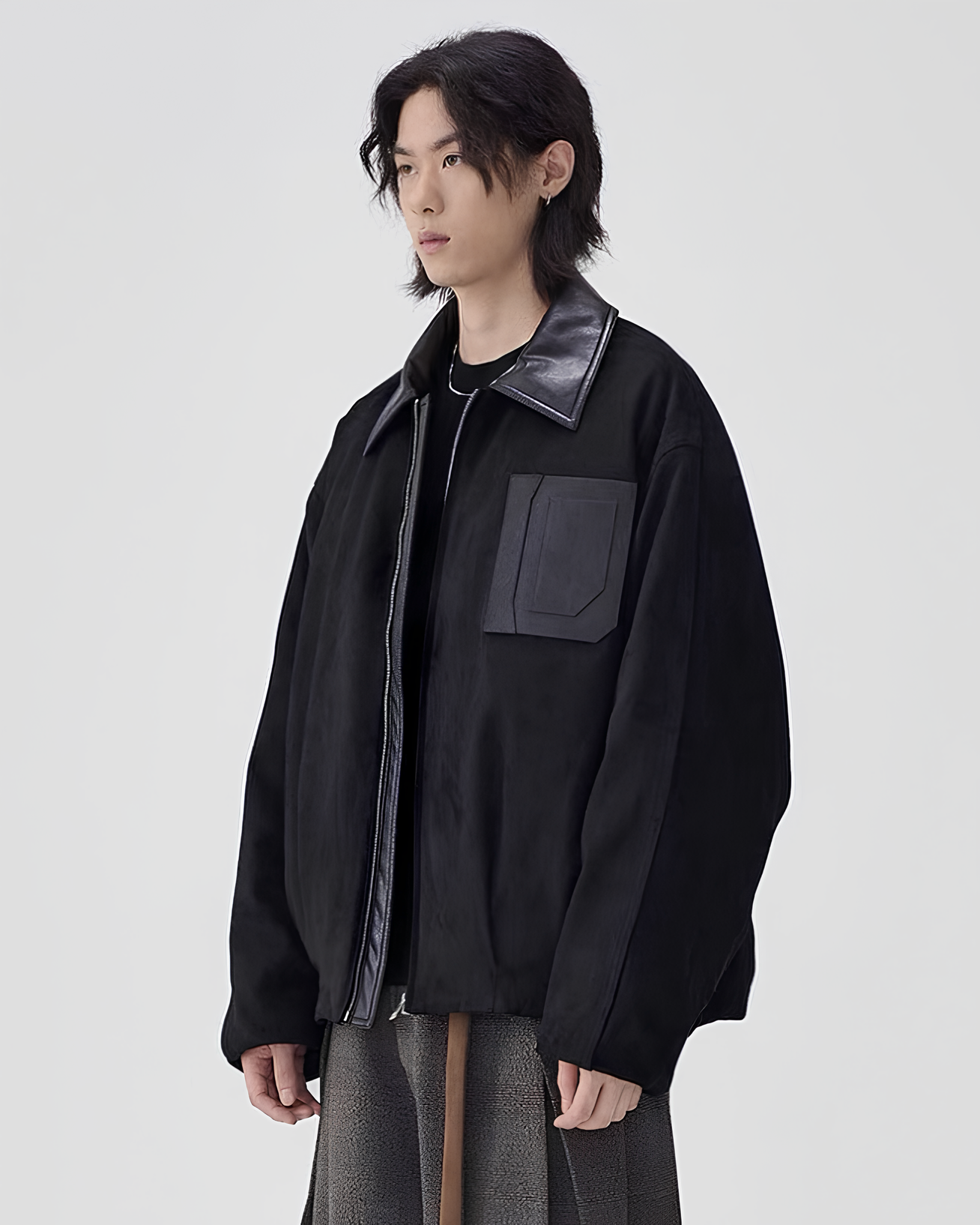 Structured Faux-Suede Hybrid Collar Jacket koku0120