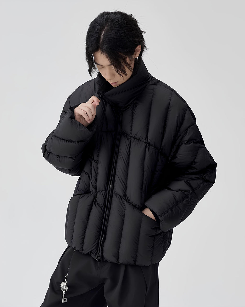 Structured High-Neck Down Quilt Jacket koku0121