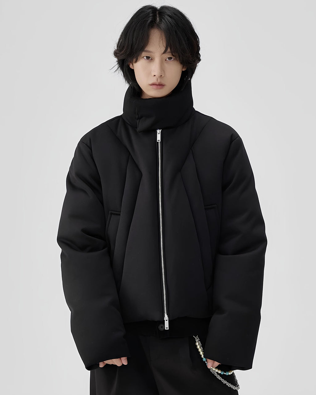 Structured High-Neck Quilted Down Jacket koku0122