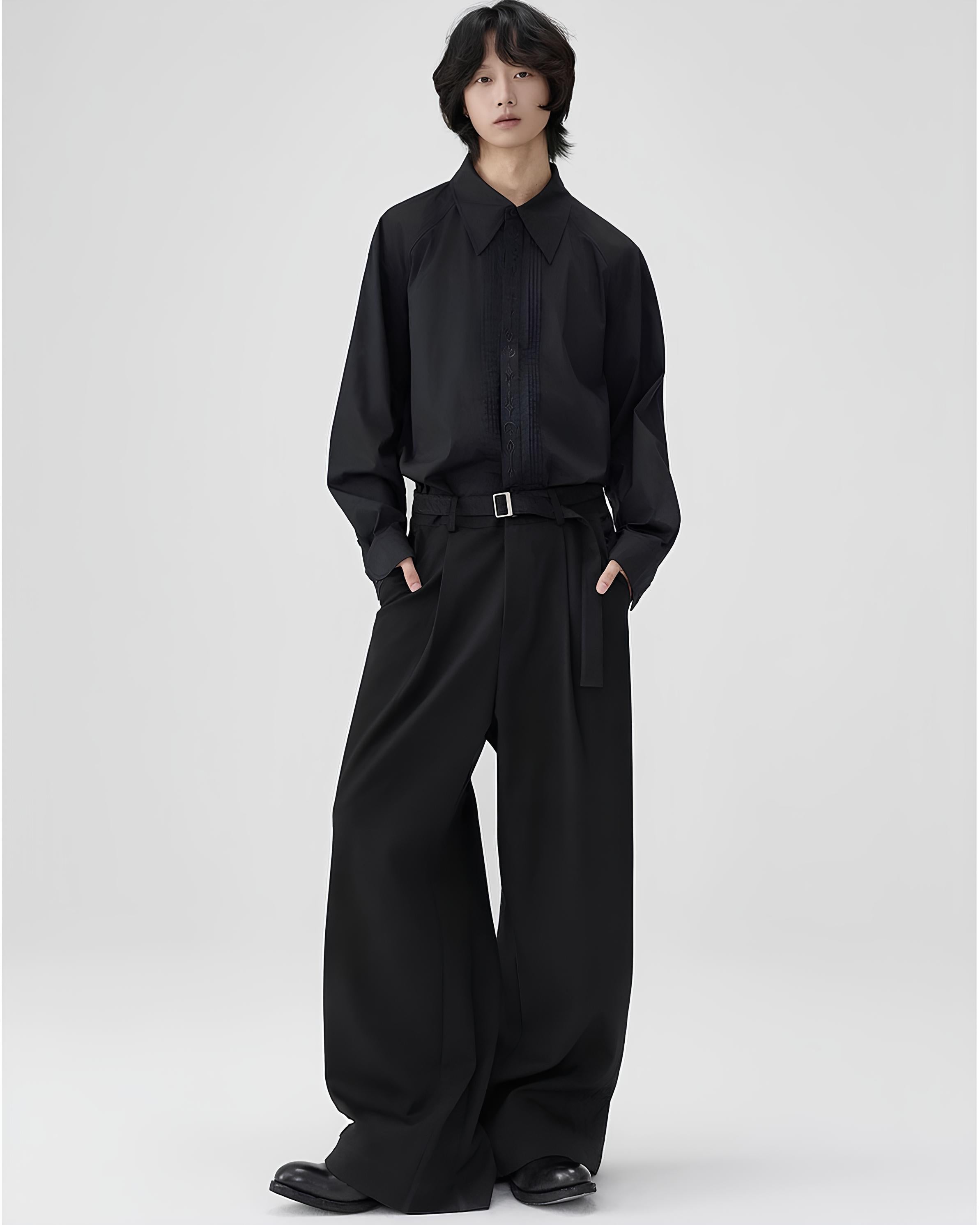 Wide-Leg Linen-Blend Relaxed Trousers koku0124