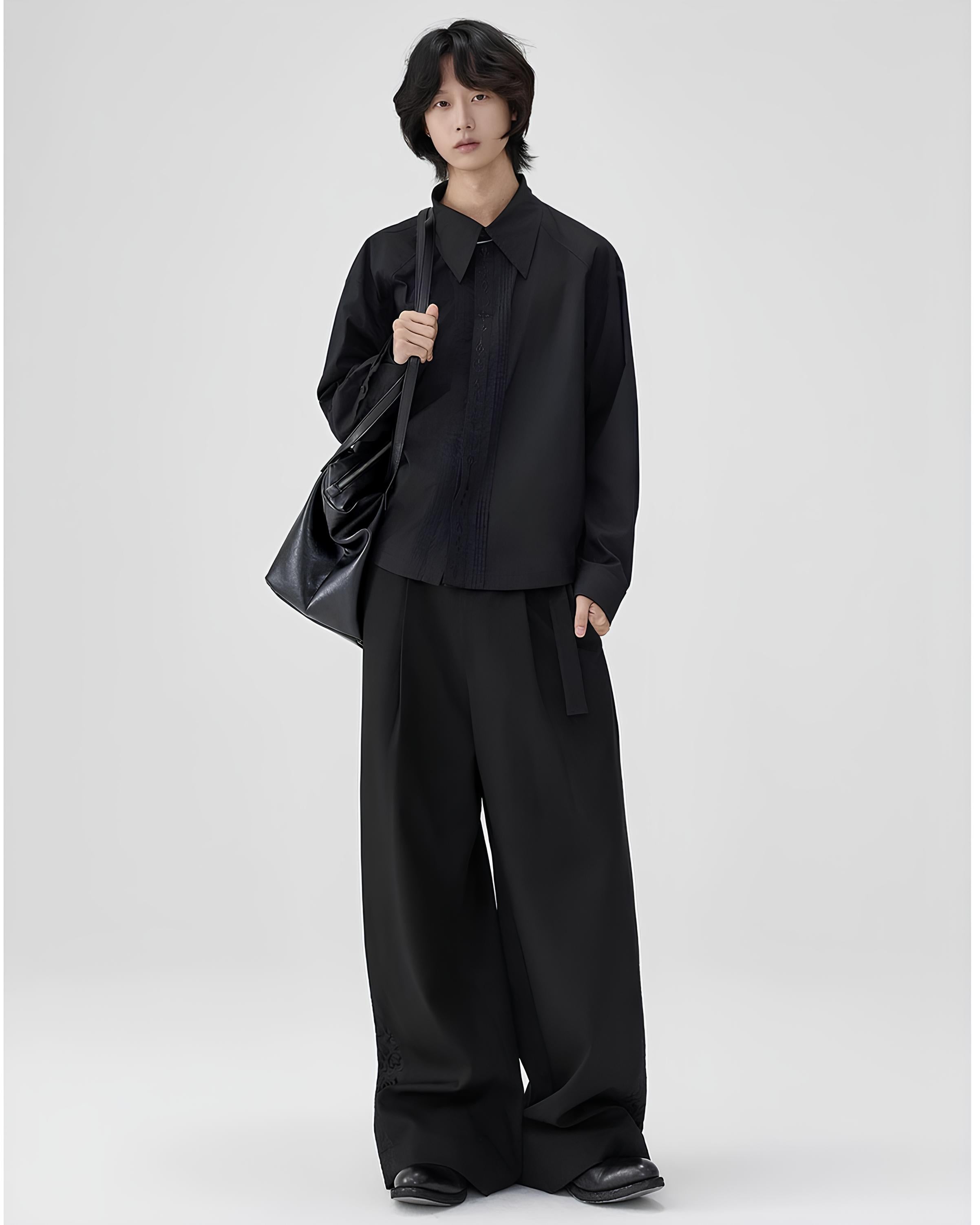 Wide-Leg Linen-Blend Relaxed Trousers koku0124