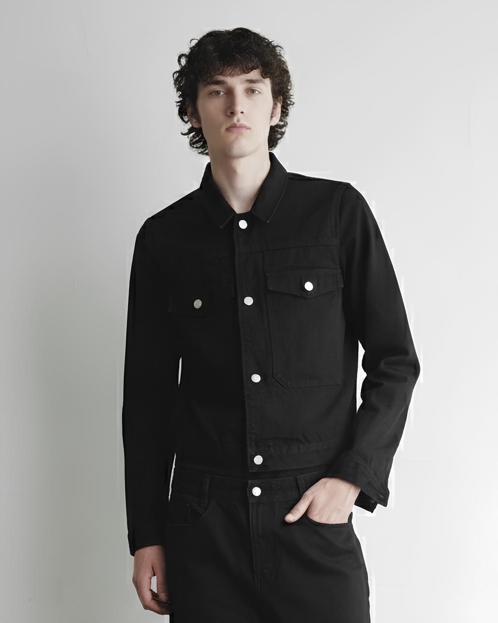 Cropped Black Denim Jacket koku0020