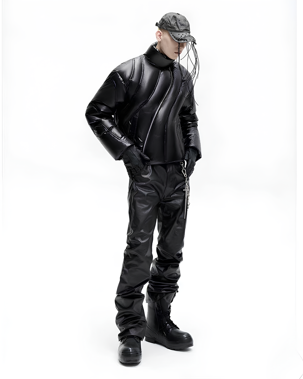 Asymmetric Quilted Puffer Jacket koku0132