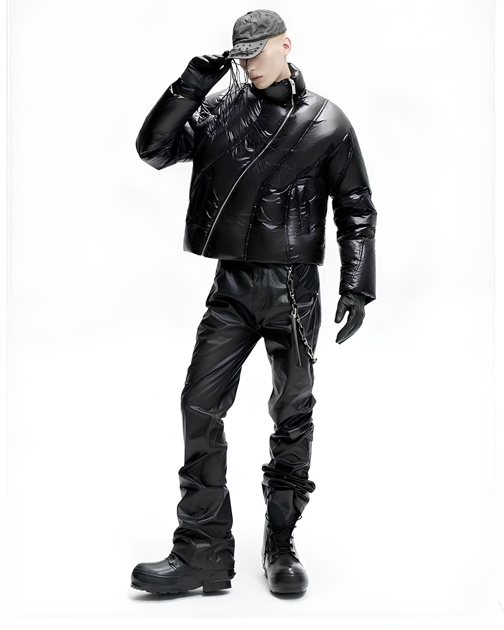Asymmetric Quilted Puffer Jacket koku0132