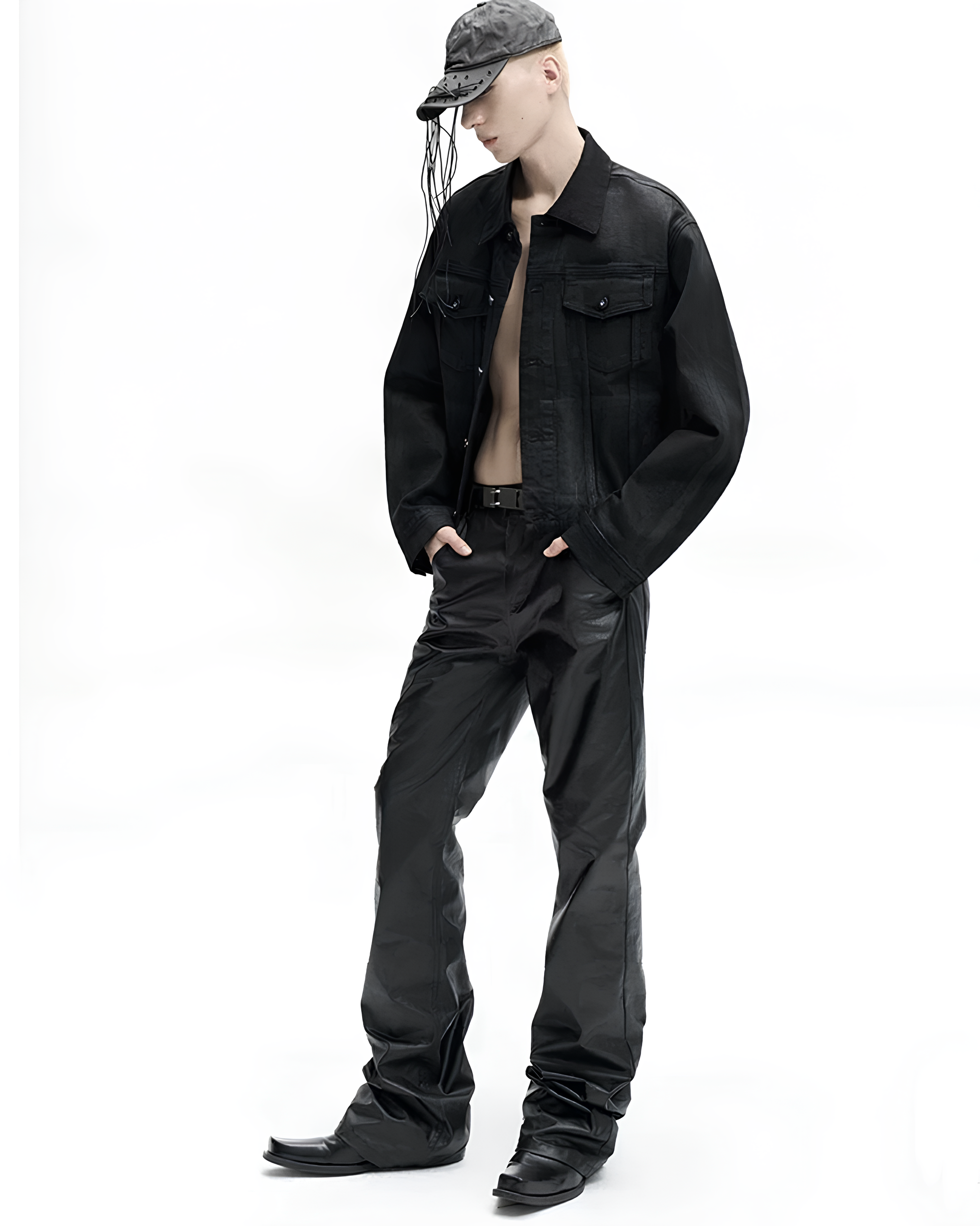 Coated Cotton Flared Trousers koku0133