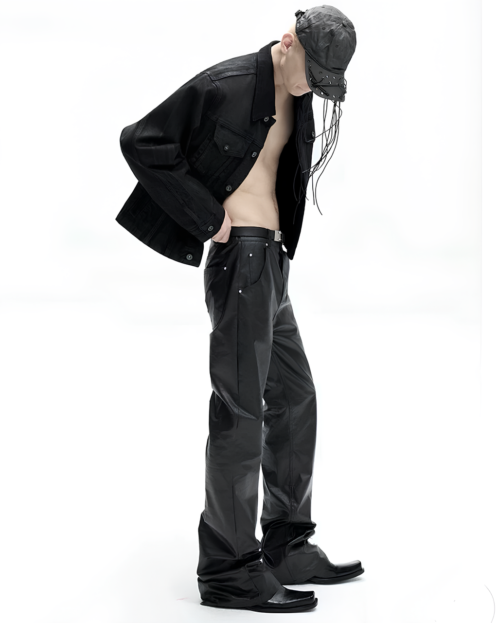 Coated Cotton Flared Trousers koku0133