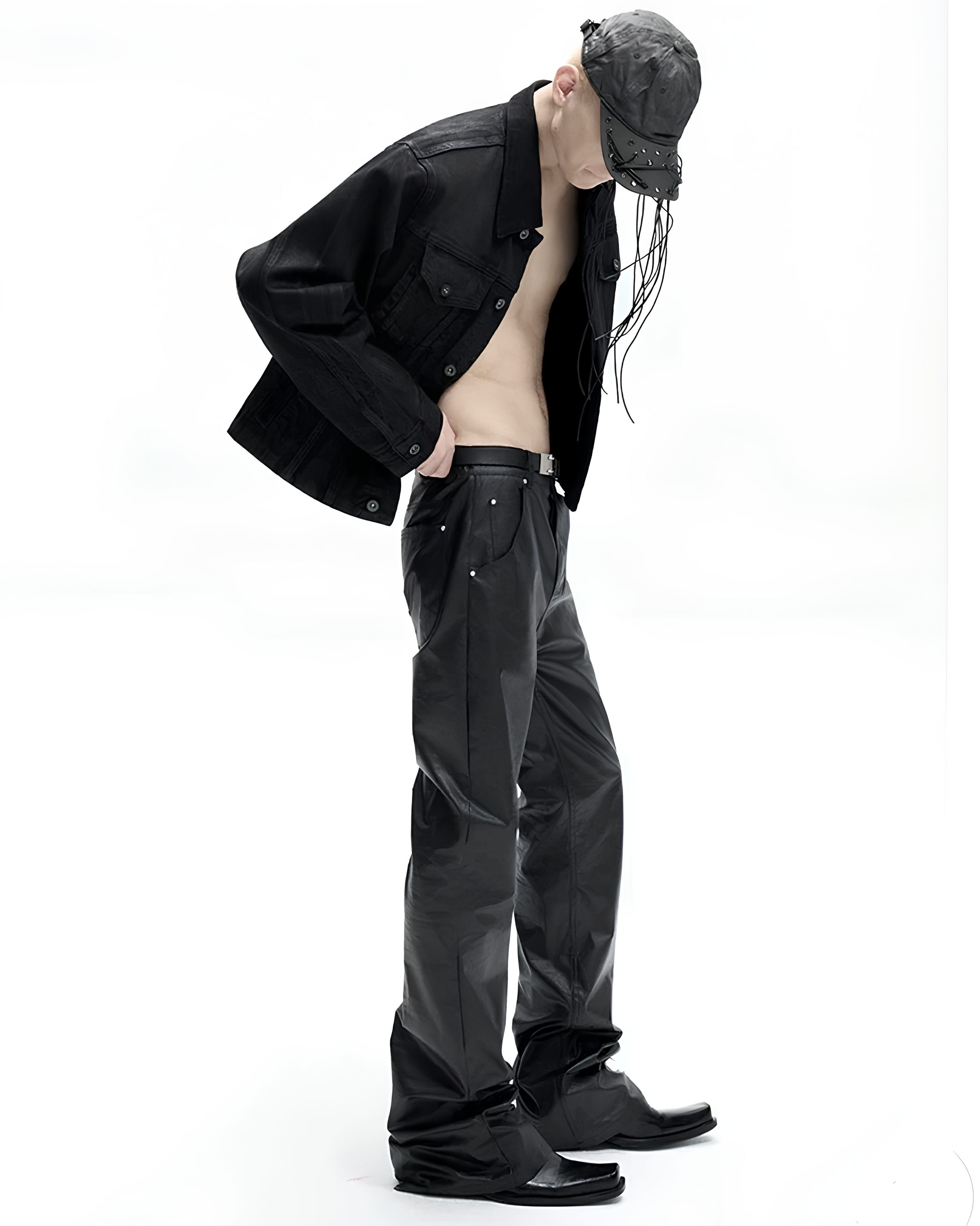 Coated Cotton Flared Trousers koku0133
