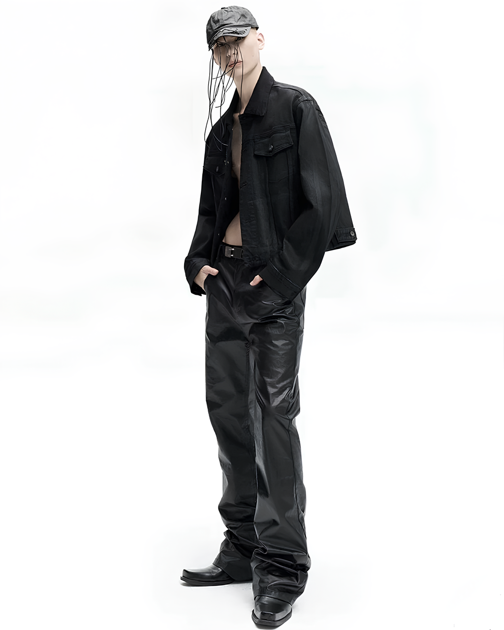Coated Cotton Flared Trousers koku0133