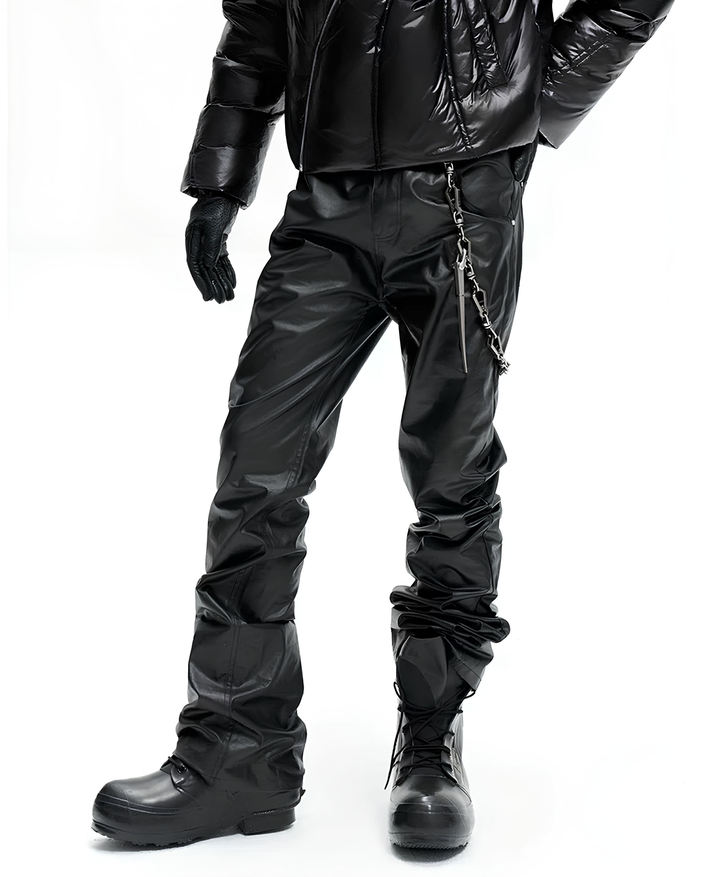 Coated Cotton Flared Trousers koku0133