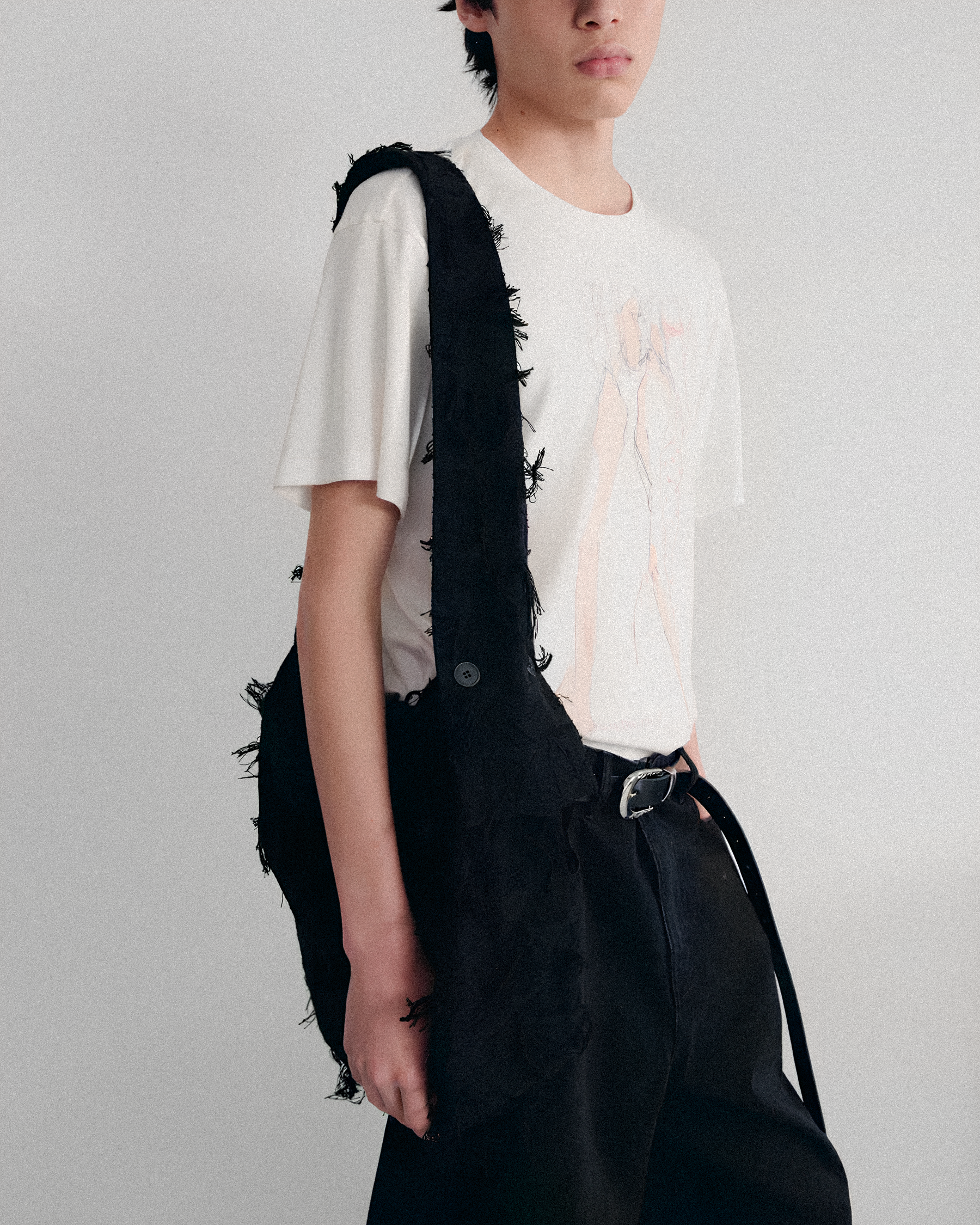 Distressed Draped Shoulder Bag koku0166