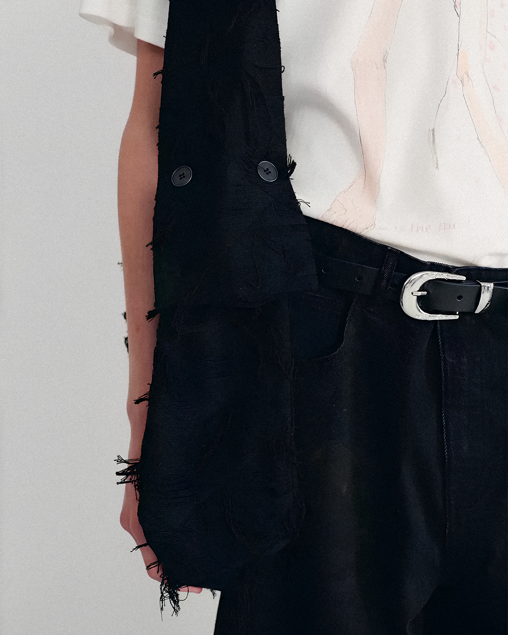 Distressed Draped Shoulder Bag koku0166