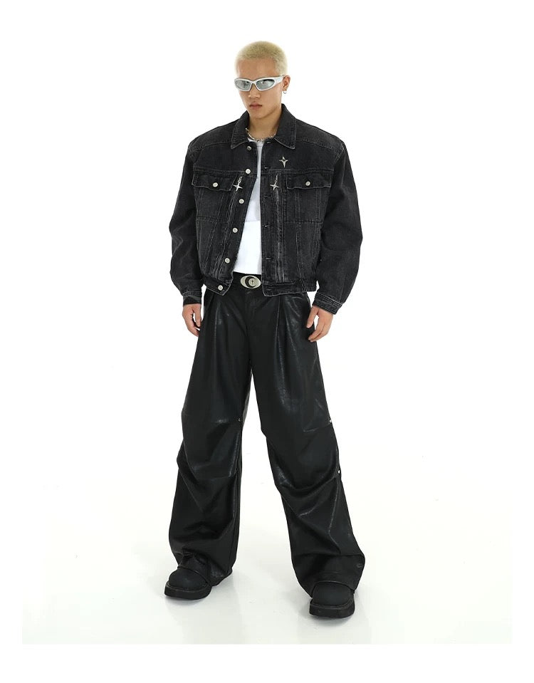 MEBXX Black Denim Studded Jacket koku0001