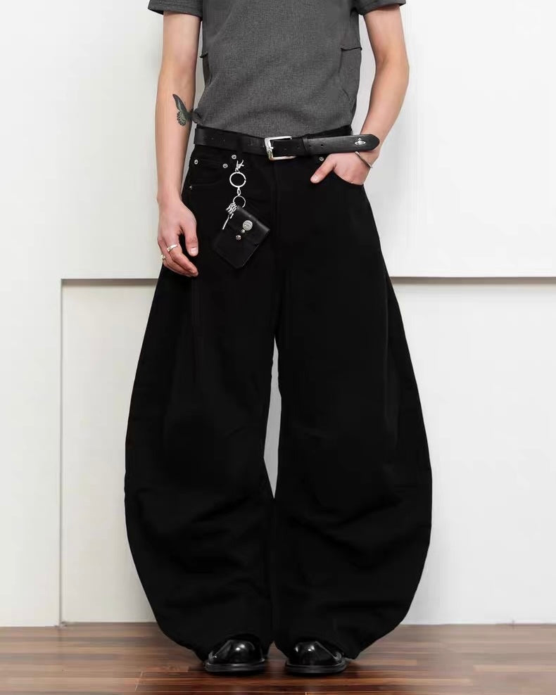 FLYOFF Black Baggy Denim Pants koku0006