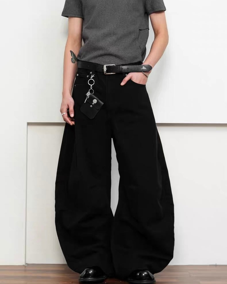 FLYOFF Black Baggy Denim Pants koku0006
