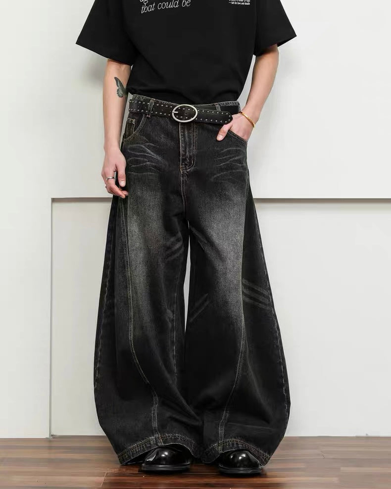 FLYOFF Faded Black Baggy Denim Pants koku0007