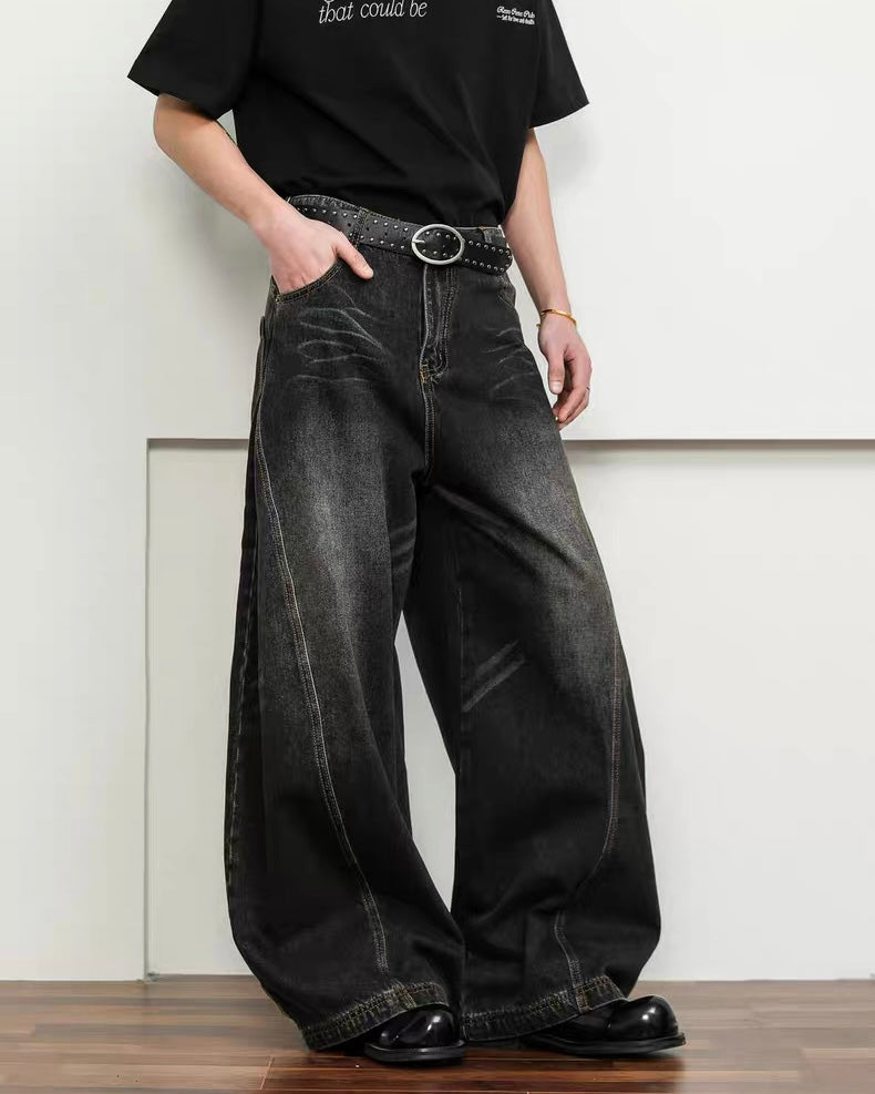 FLYOFF Faded Black Baggy Denim Pants koku0007