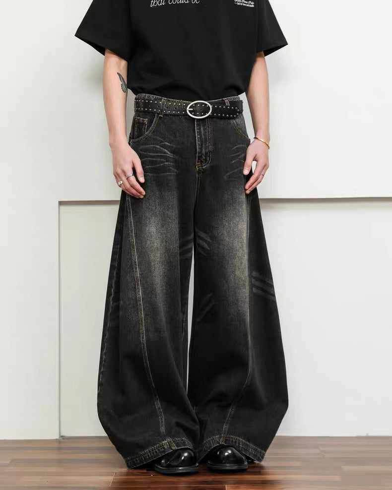 FLYOFF Faded Black Baggy Denim Pants koku0007
