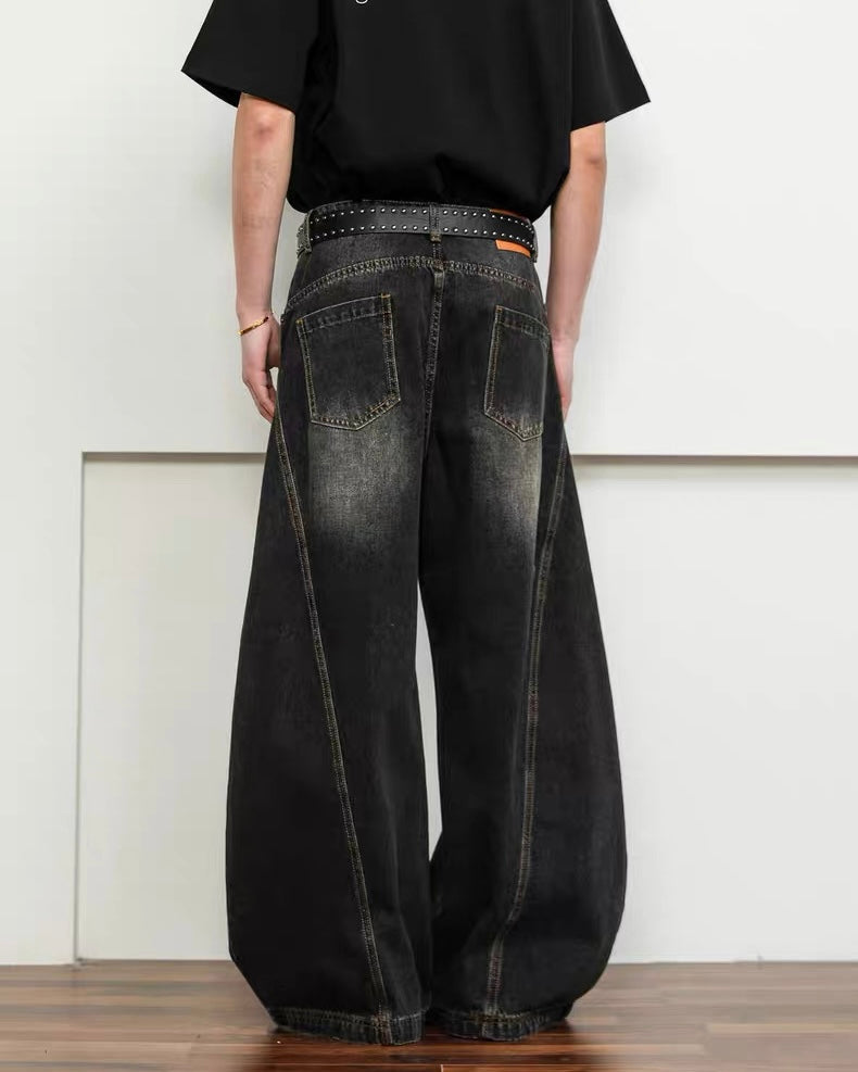 FLYOFF Faded Black Baggy Denim Pants koku0007