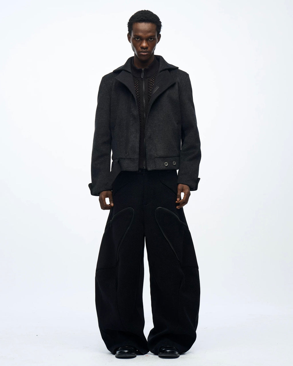 BEVAN UP Curved Zip Baggy Tech Pants koku0016