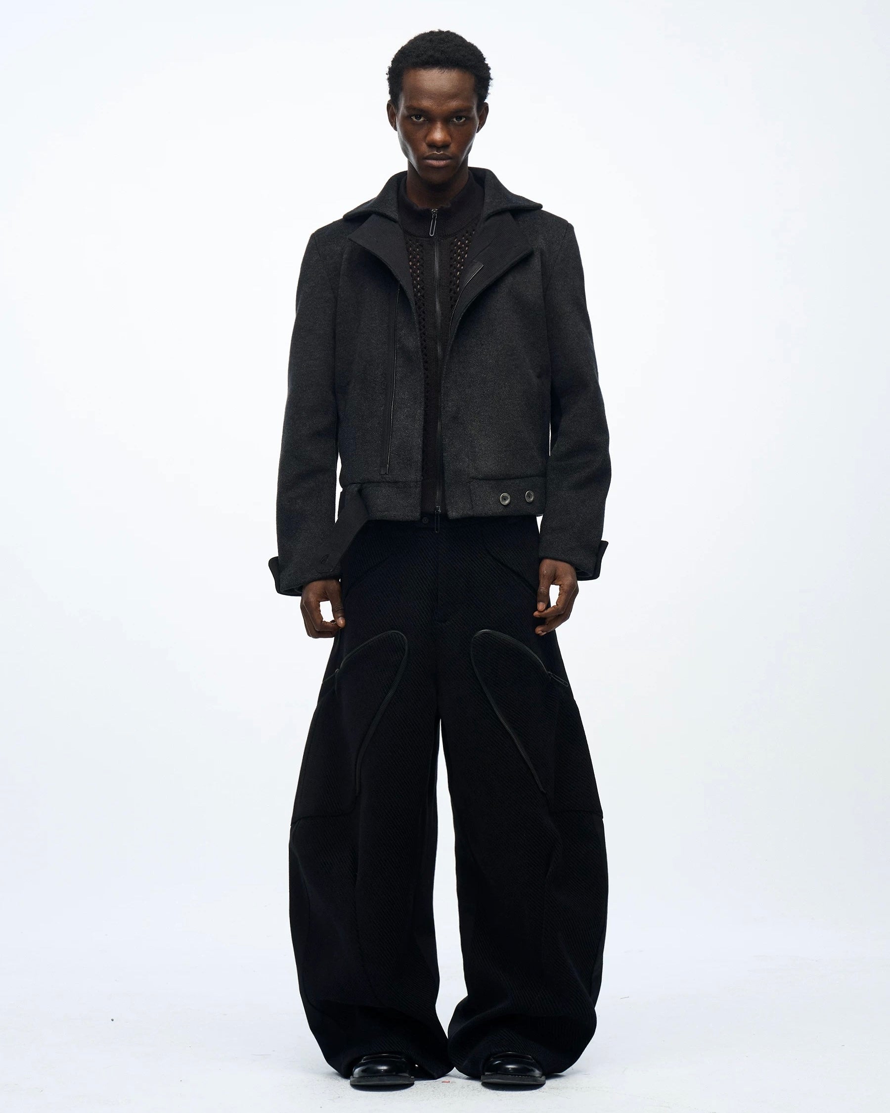 BEVAN UP Curved Zip Baggy Tech Pants koku0016