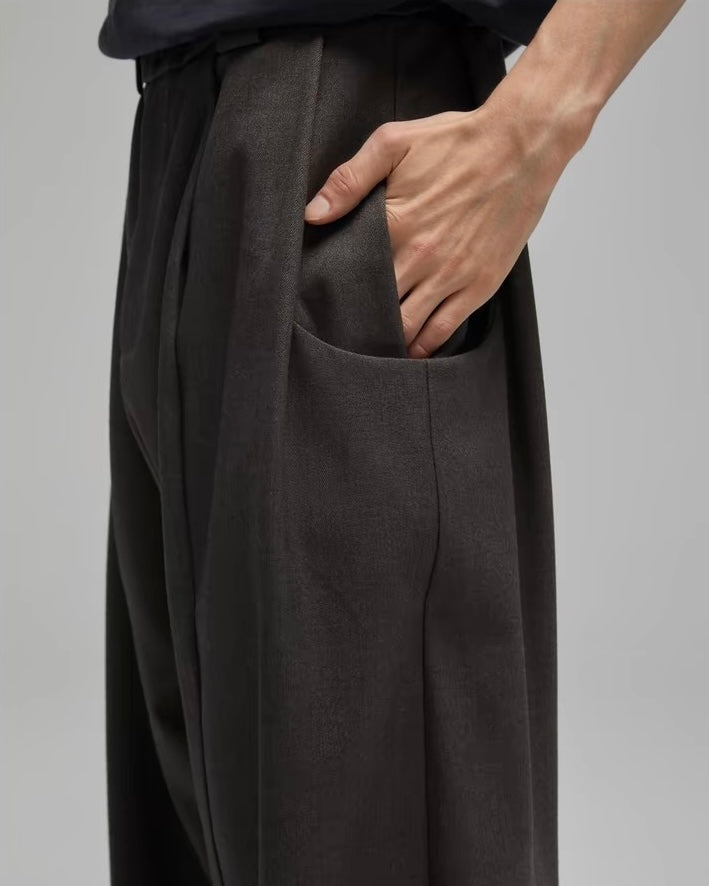 DECESOLO 2-pleat side pocket wide pants koku0017