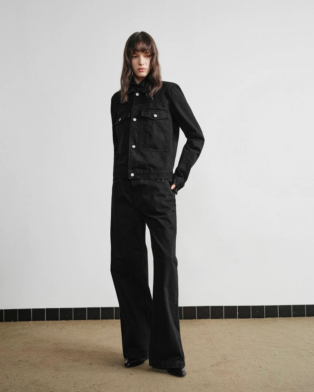 Slight Vogue Cropped Black Denim Jacket koku0020