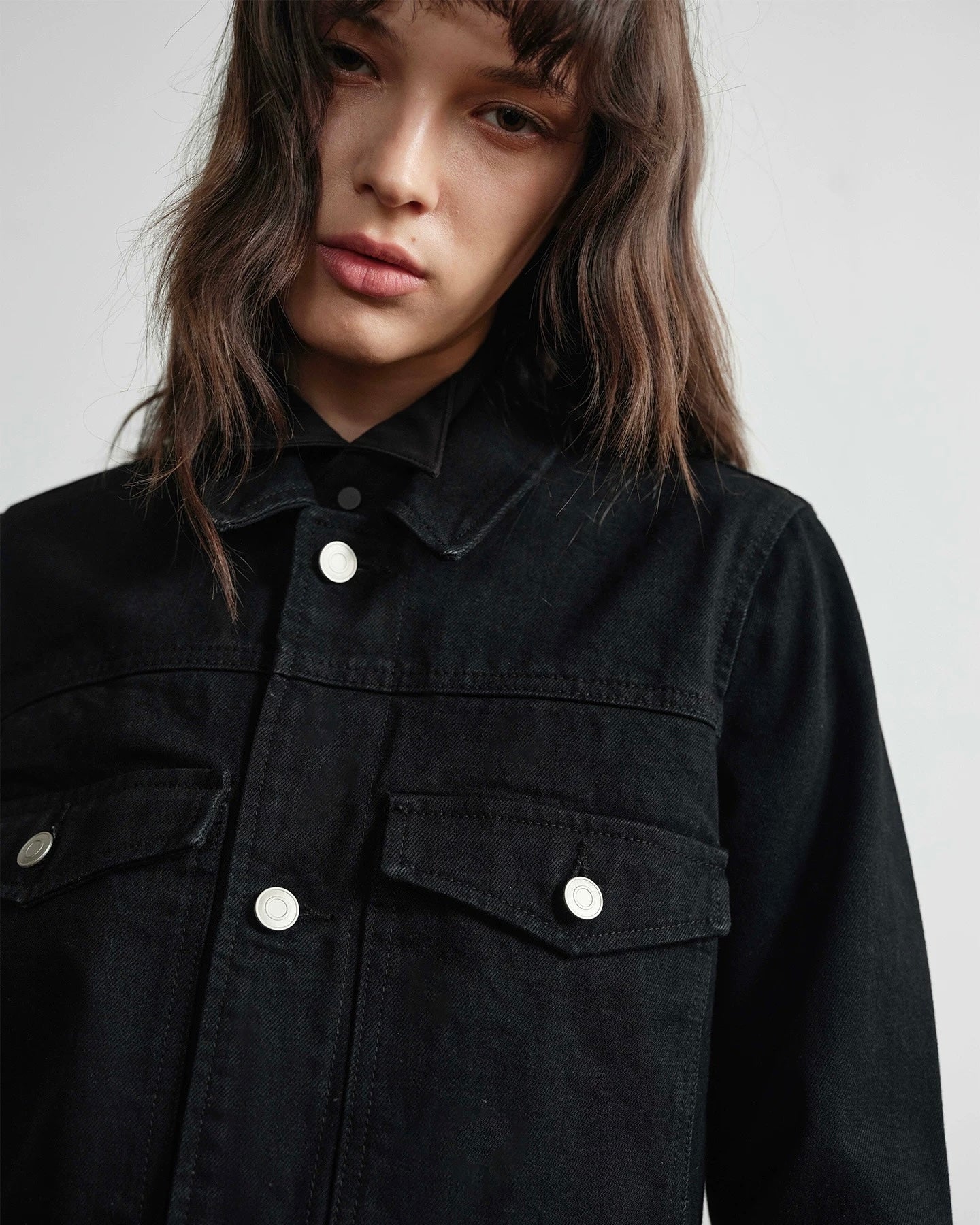 Slight Vogue Cropped Black Denim Jacket koku0020