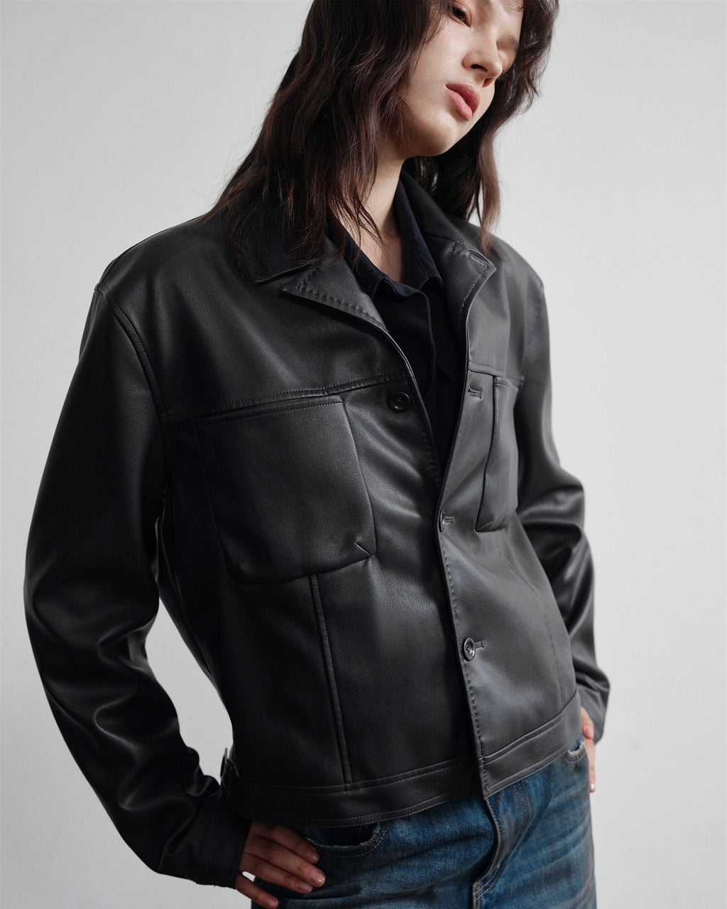 Slight Vogue Leather Trucker Jacket koku0021
