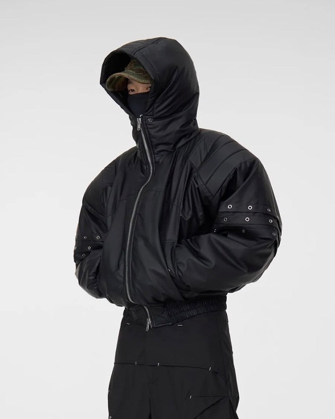 Armored PU Hooded Jacket koku0053