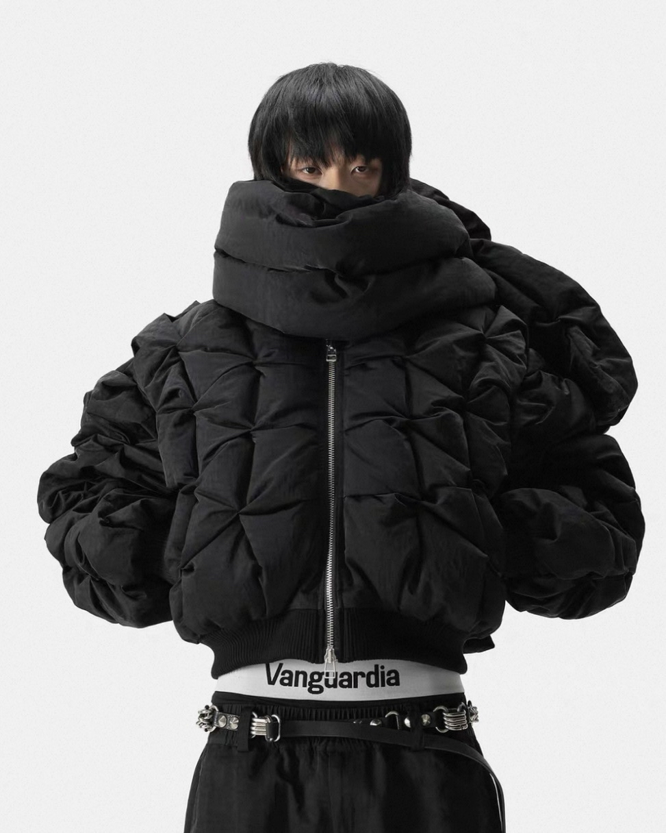 Knotted Structure Down Bomber Jacket koku0078