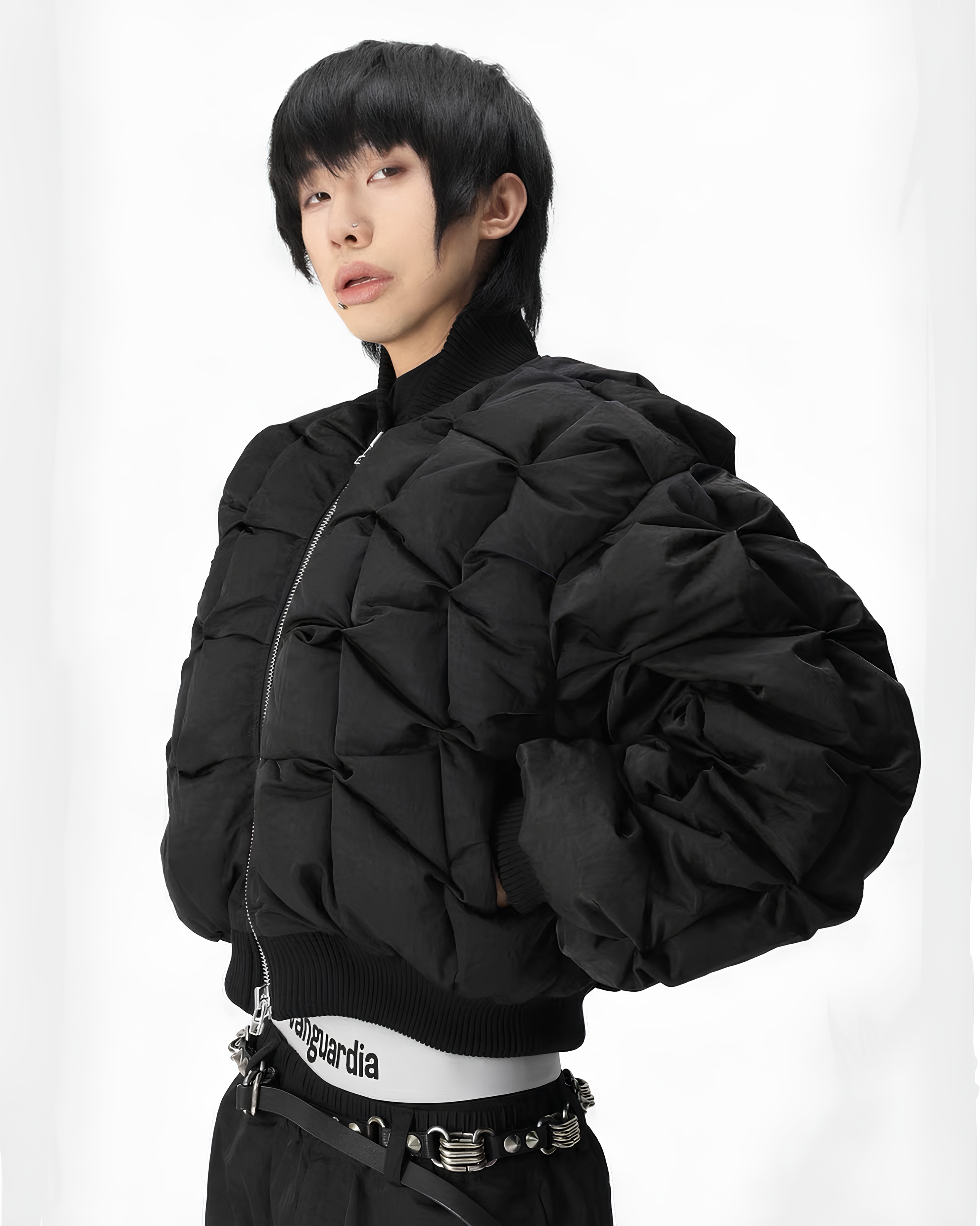 Knotted Structure Down Bomber Jacket koku0078