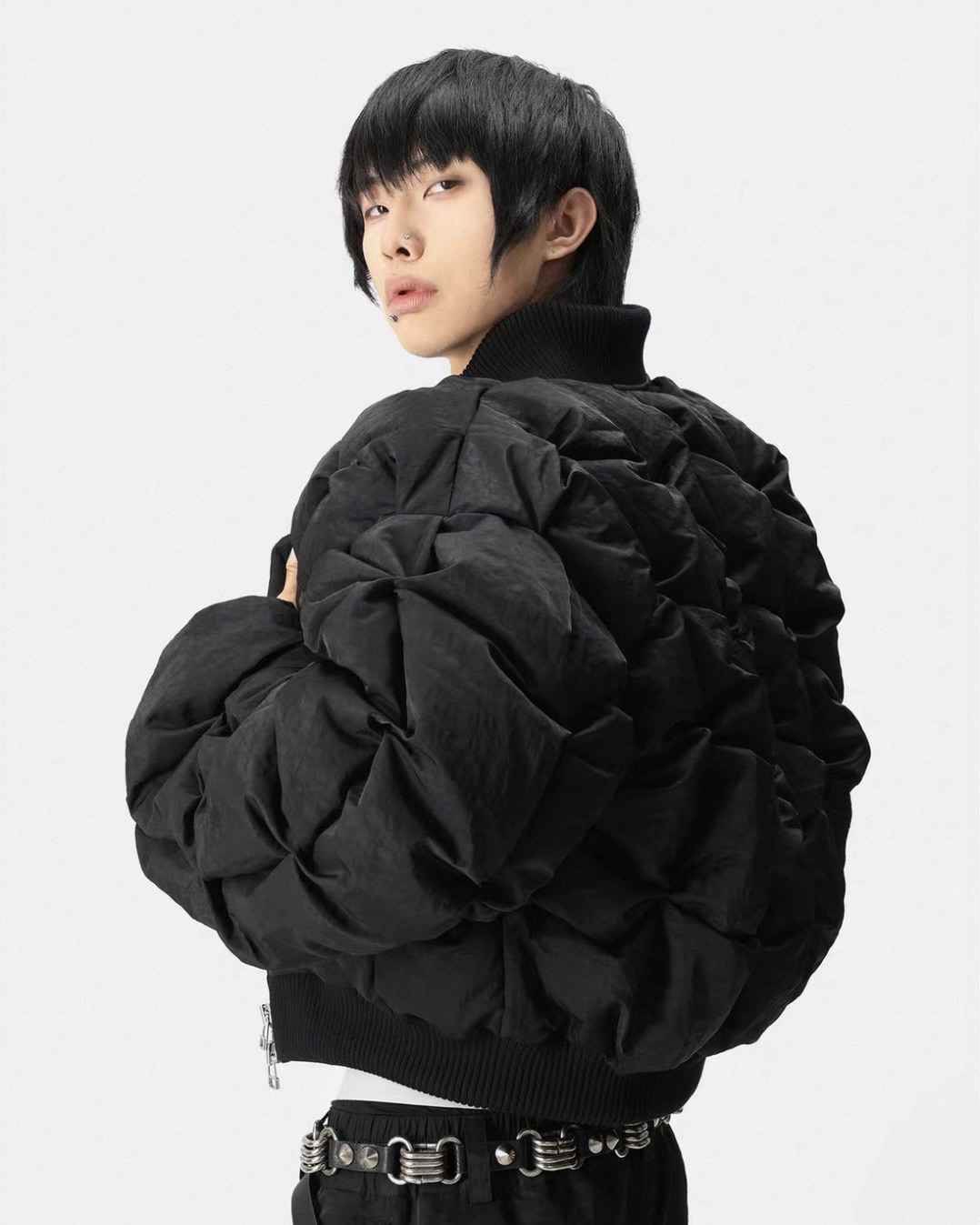 Knotted Structure Down Bomber Jacket koku0078