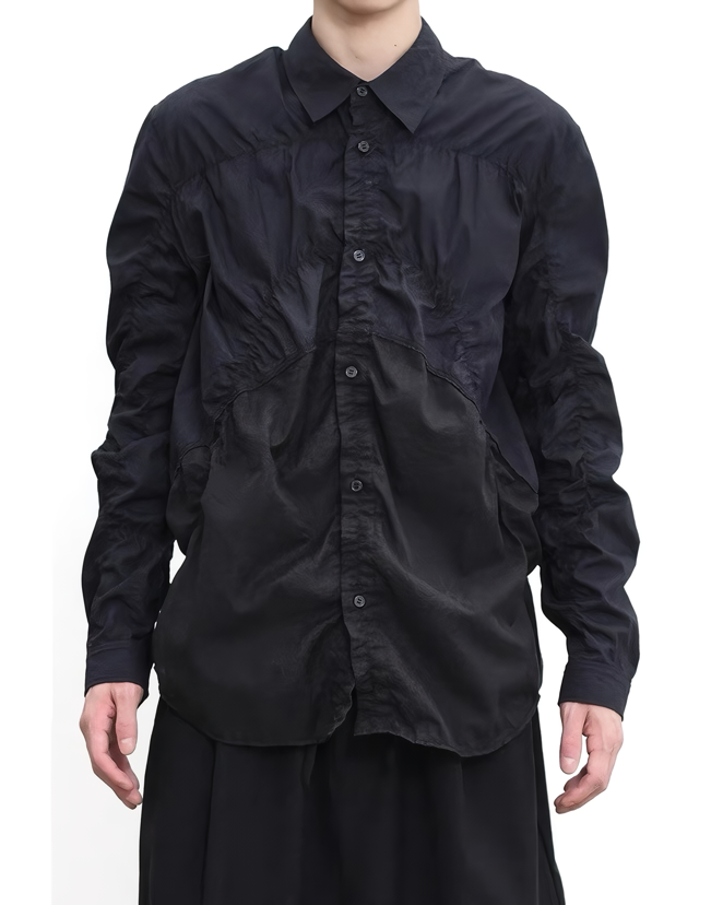 Pleated Stitch Long Sleeve Shirt koku0088