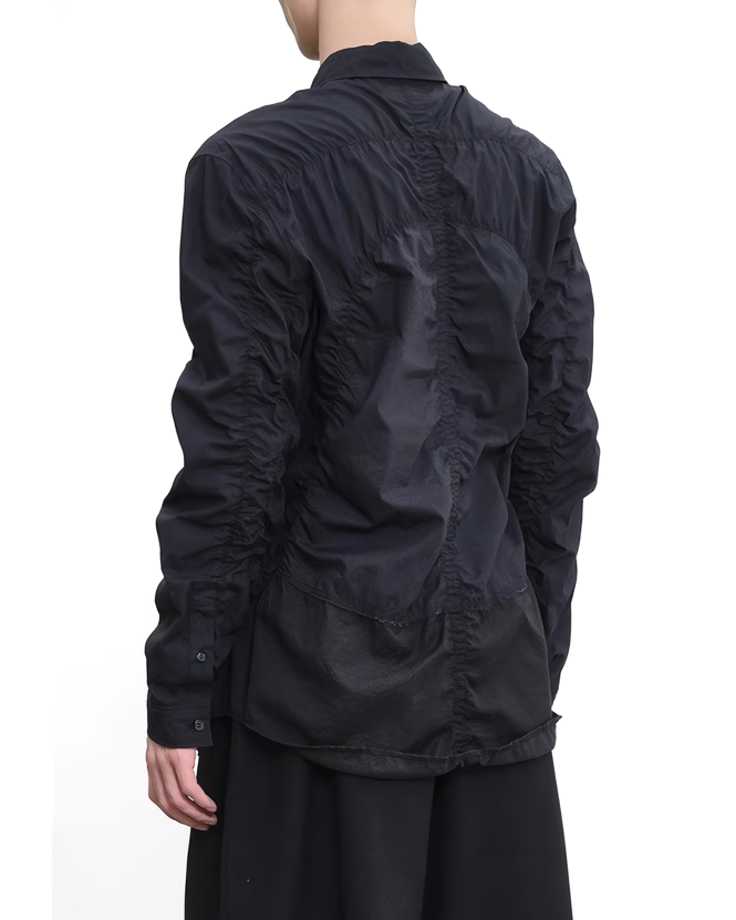 Pleated Stitch Long Sleeve Shirt koku0088