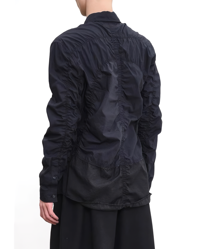 Pleated Stitch Long Sleeve Shirt koku0088